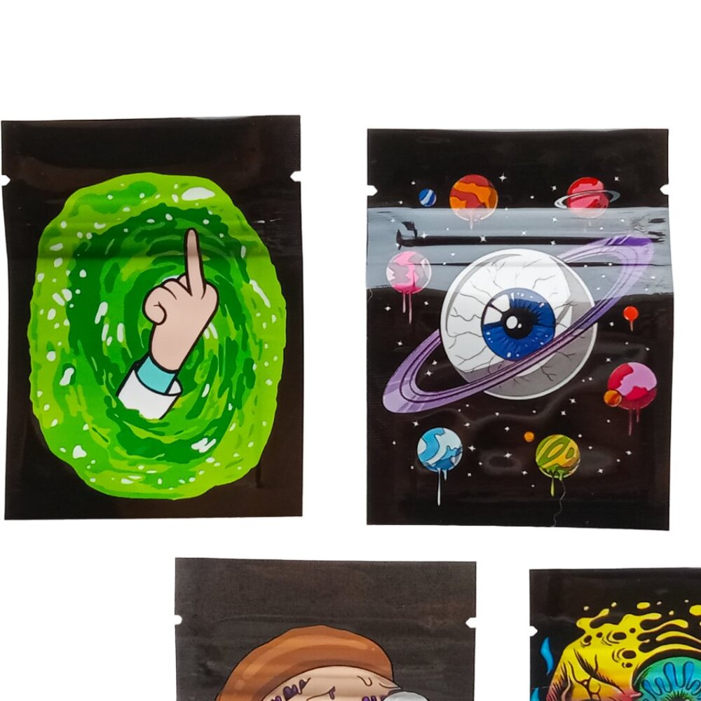 5 Trippy Mylar Bags, Herbal Psychedelic Zip Lock Printed Pouches, Space, Alien.. - Picture 9 of 16